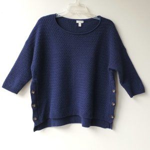 Garnet Hill Cashmere Button-Detail Sweater XL